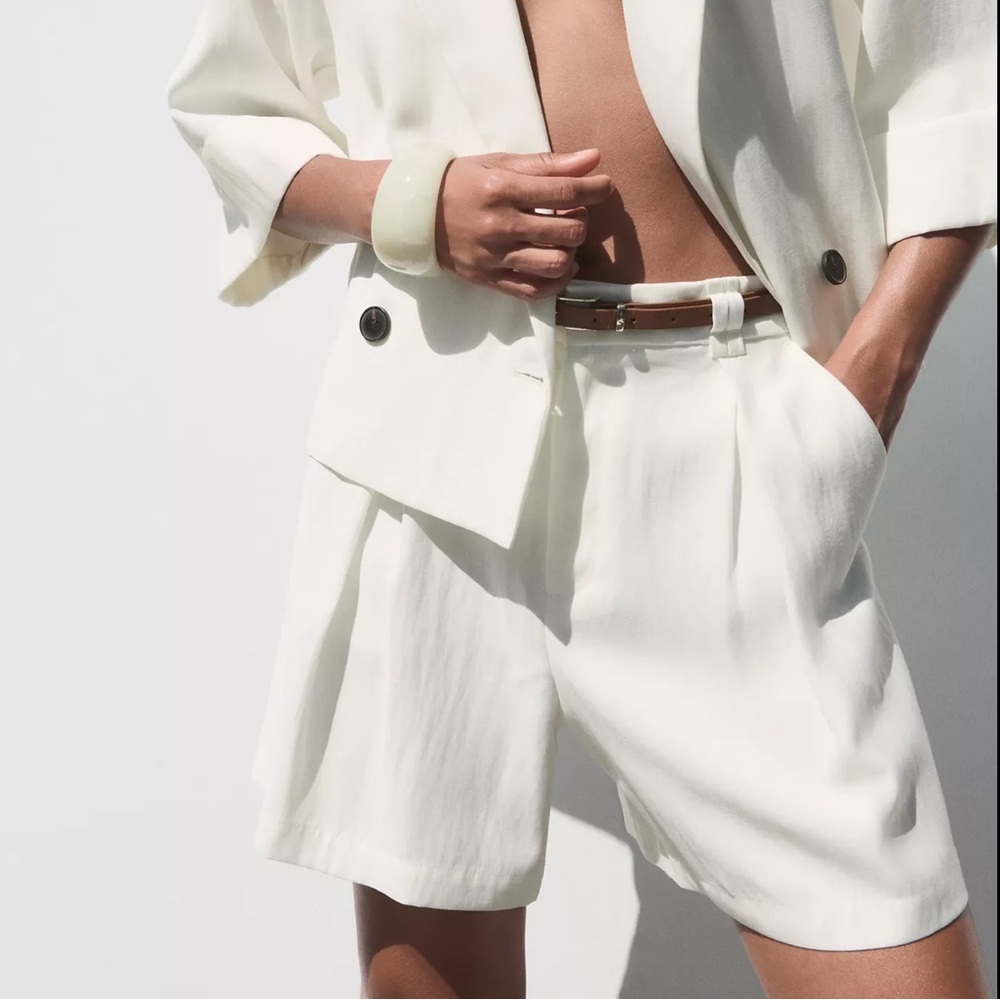 ZARA belted pleated shorts